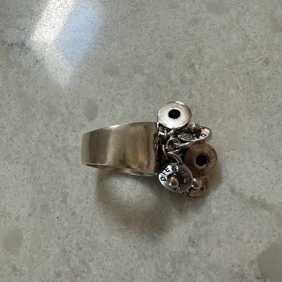 Diesel rivet ring , Silver Size 7 with 8 rivets ,5/8 tapering to 3/8” wide. - Picture 9 of 9